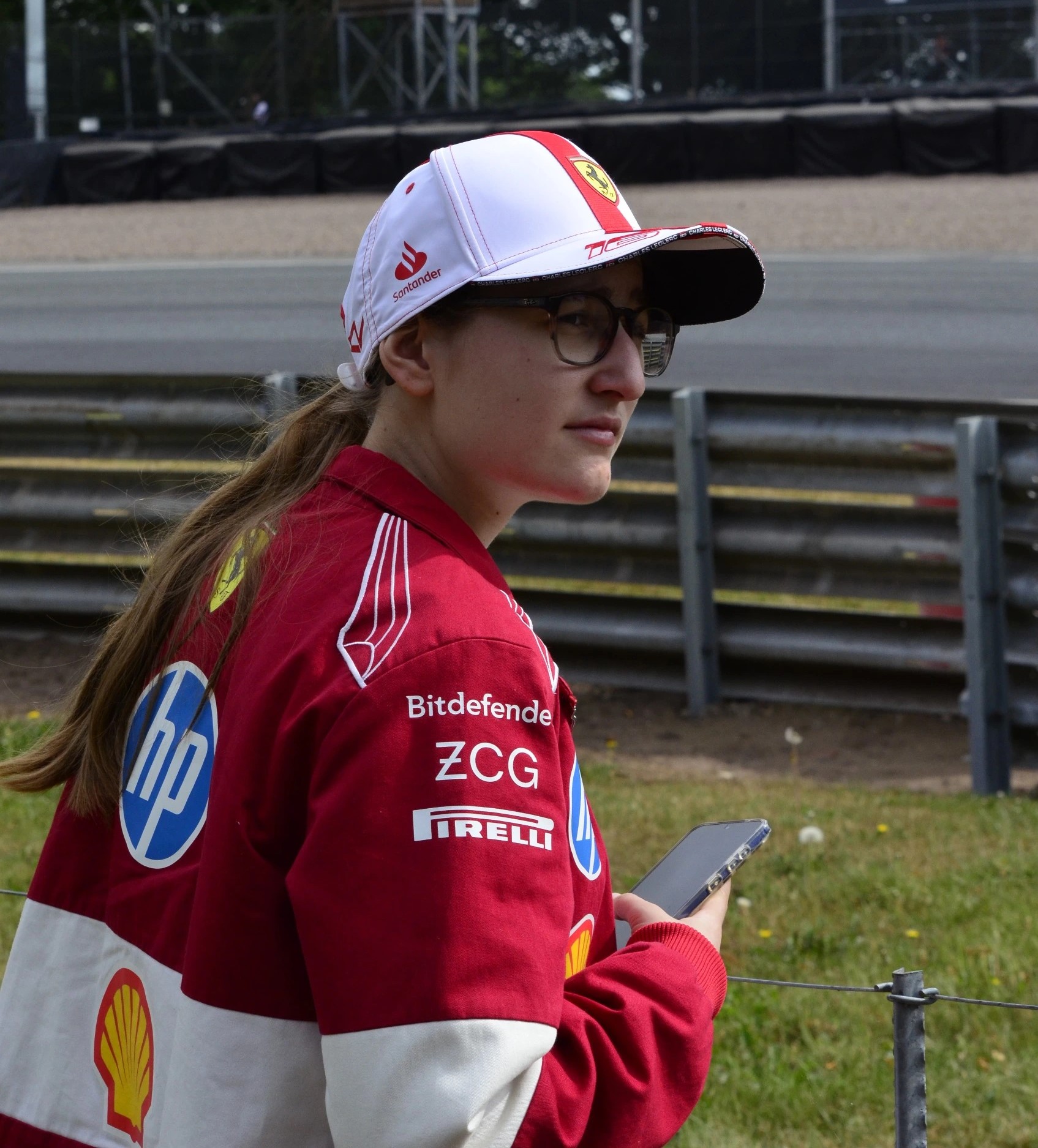 Wearing Ferrari colours at the Ferrari Challenge UK at Oulton Park